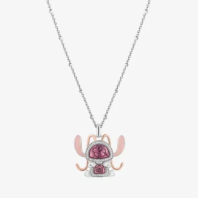 Disney Jewels Collection Enamel Womens 1/8 CT. 14K Rose Gold Over Silver Sterling Silver 18 Inch Pendant Necklace