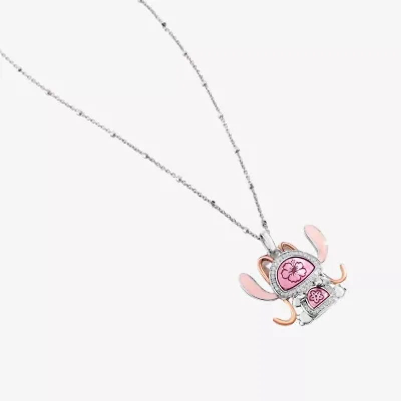Disney Jewels Collection Enamel Womens 1/8 CT. 14K Rose Gold Over Silver Sterling Silver 18 Inch Pendant Necklace