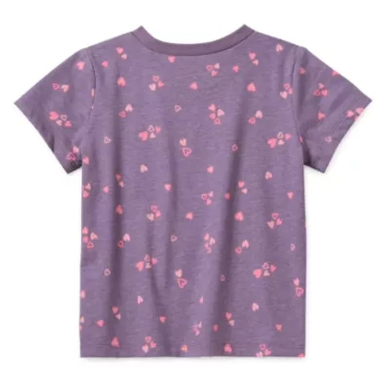 Okie Dokie Toddler Girls Round Neck Short Sleeve Regular Fit Graphic T-Shirt