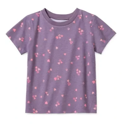 Okie Dokie Toddler Girls Round Neck Short Sleeve Regular Fit Graphic T-Shirt