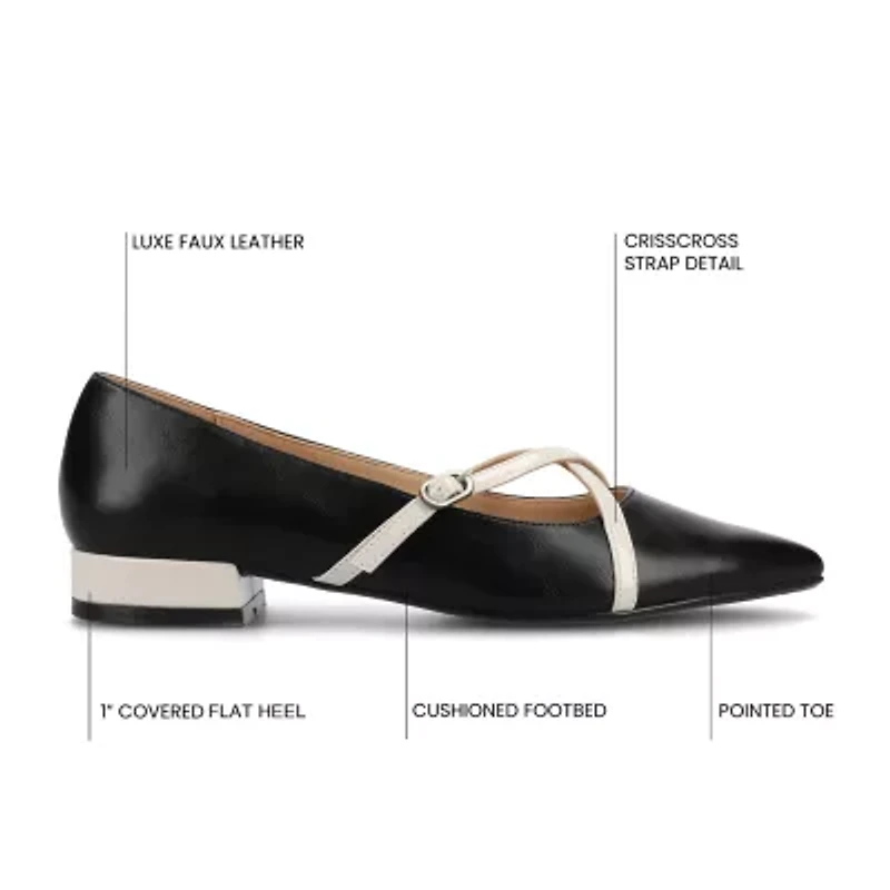 Journee Collection Camby Womens Pointed Closed Toe Ballet Flats