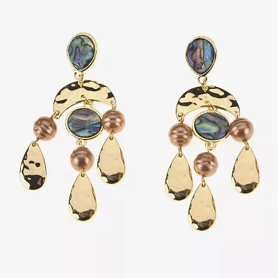 Bijoux Bar Gold Tone Womens Simulated Pearl Drop Earrings