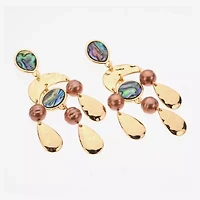 Bijoux Bar Gold Tone Womens Simulated Pearl Drop Earrings