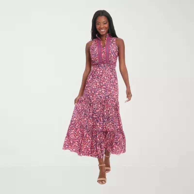 London Style Womens Sleeveless Floral Maxi Dress