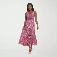 London Style Womens Sleeveless Floral Maxi Dress