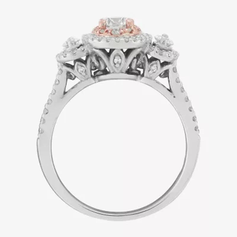 Limited Quantities! Womens 1 CT. T.W. Natural White Diamond 14K Two Tone Gold Round Side Stone 3-Stone Engagement Ring