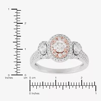 Limited Quantities! Womens 1 CT. T.W. Natural White Diamond 14K Two Tone Gold Round Side Stone 3-Stone Engagement Ring