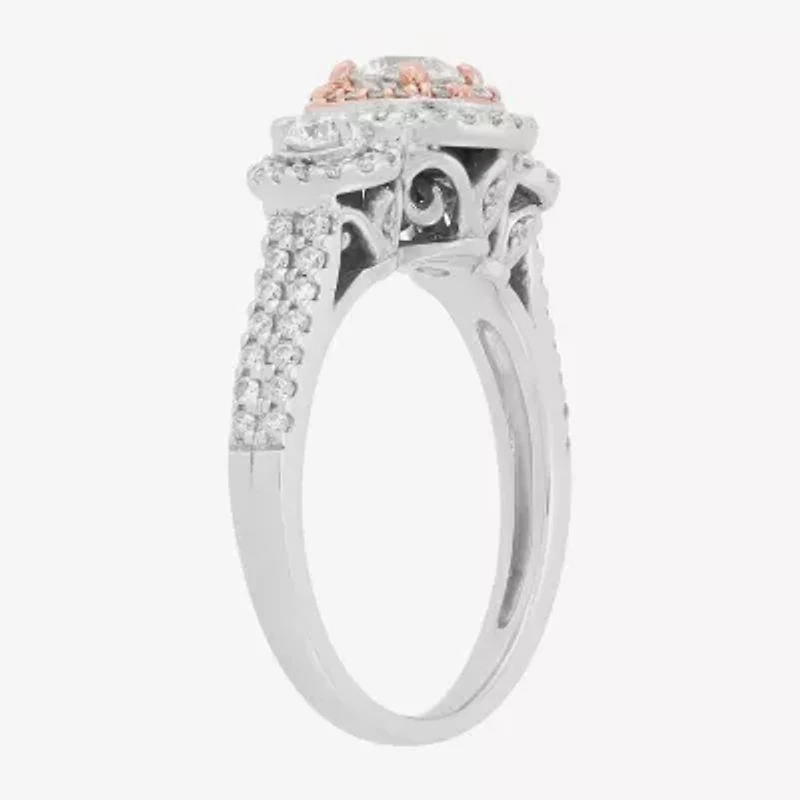 Limited Quantities! Womens 1 CT. T.W. Natural White Diamond 14K Two Tone Gold Round Side Stone 3-Stone Engagement Ring