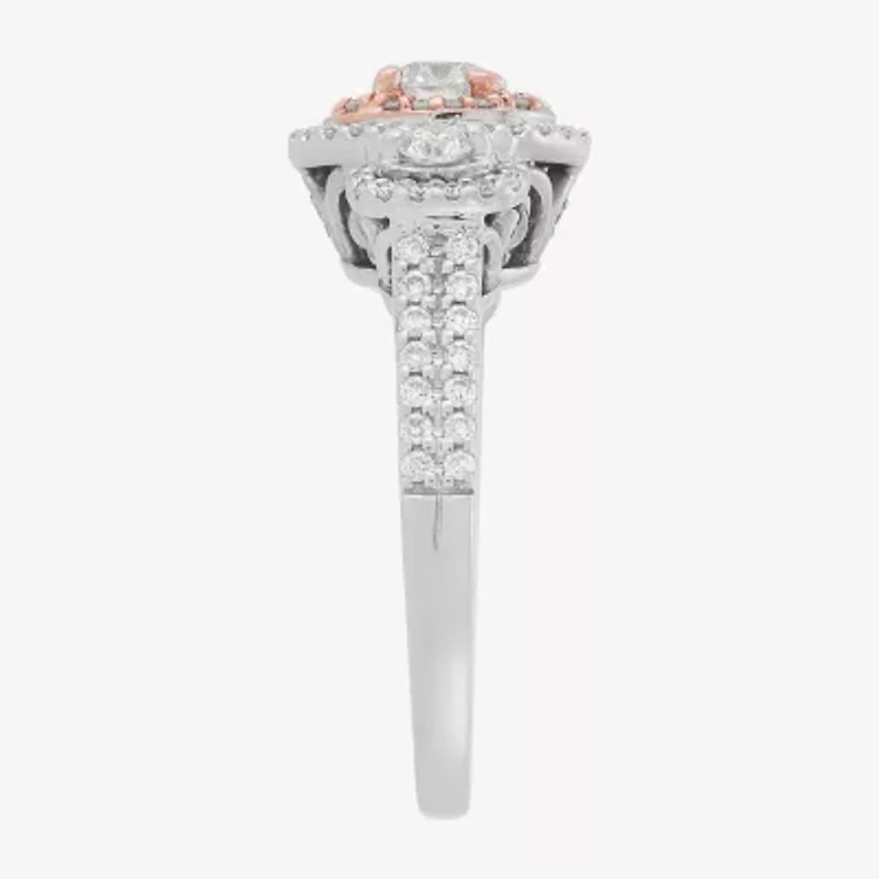 Limited Quantities! Womens 1 CT. T.W. Natural White Diamond 14K Two Tone Gold Round Side Stone 3-Stone Engagement Ring