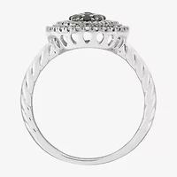Limited Quantities! Womens 1/2 CT. T.W. Natural Multi Color Diamond Sterling Silver Round Halo Cocktail Ring
