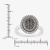 Limited Quantities! Womens 1/2 CT. T.W. Natural Multi Color Diamond Sterling Silver Round Halo Cocktail Ring