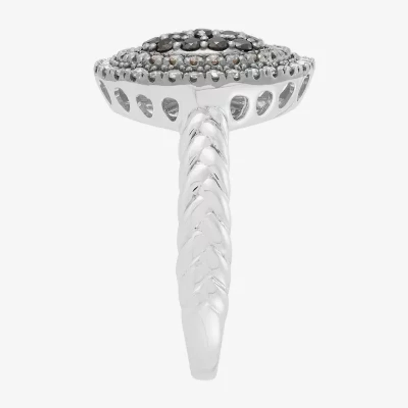 Limited Quantities! Womens 1/2 CT. T.W. Natural Multi Color Diamond Sterling Silver Round Halo Cocktail Ring