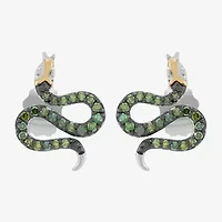 Limited Quantities! Snake 1/6 CT. T.W. Natural Green Diamond 14K Gold Sterling Silver 12.8mm Stud Earrings