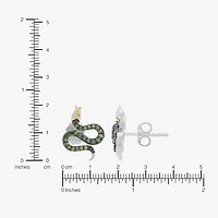 Limited Quantities! Snake 1/6 CT. T.W. Natural Green Diamond 14K Gold Sterling Silver 12.8mm Stud Earrings