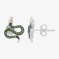 Limited Quantities! Snake 1/6 CT. T.W. Natural Green Diamond 14K Gold Sterling Silver 12.8mm Stud Earrings