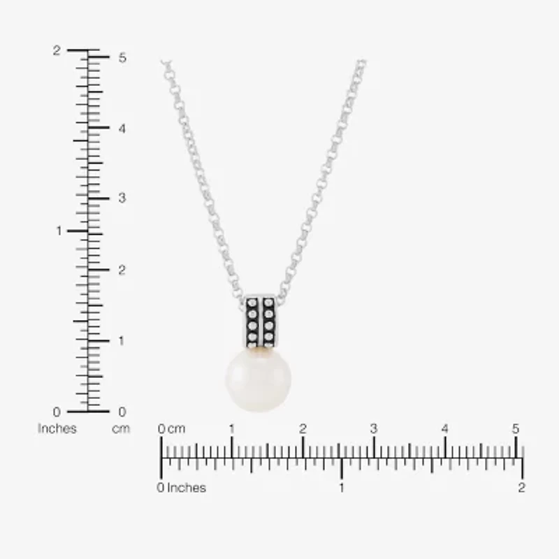 Limited Quantities! Womens White Cultured Freshwater Pearl Sterling Silver Circle 18 Inch Pendant Necklace