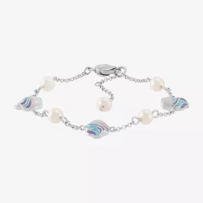 Limited Quantities! Cupcake Womens White Cultured Freshwater Pearl Sterling Silver Charm Bracelet