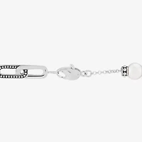 Limited Quantities! Womens White Cultured Freshwater Pearl Sterling Silver Charm Bracelet
