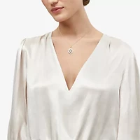 Limited Quantities! Womens Diamond Accent Lab Created White Opal 10K Gold Round 17 Inch Pendant Necklace