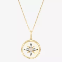 Limited Quantities! Womens Diamond Accent Lab Created White Opal 10K Gold Star 17 Inch Pendant Necklace