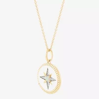 Limited Quantities! Womens Diamond Accent Lab Created White Opal 10K Gold Star 17 Inch Pendant Necklace