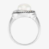 Limited Quantities! Womens 1/8 CT. T.W. 8.5MM White Cultured Freshwater Pearl Sterling Silver Round Cocktail Ring