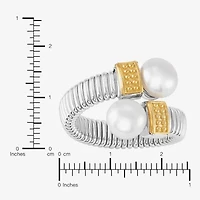 Limited Quantities! Womens 7.5-8MM White Cultured Freshwater Pearl 14K Gold Sterling Silver Bypass  Cocktail Ring