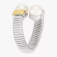 Limited Quantities! Womens 7.5-8MM White Cultured Freshwater Pearl 14K Gold Sterling Silver Bypass  Cocktail Ring