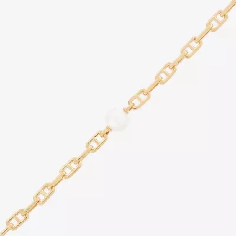 Womens 14K Gold Over Silver 7.25 Inch Link Chain Bracelet