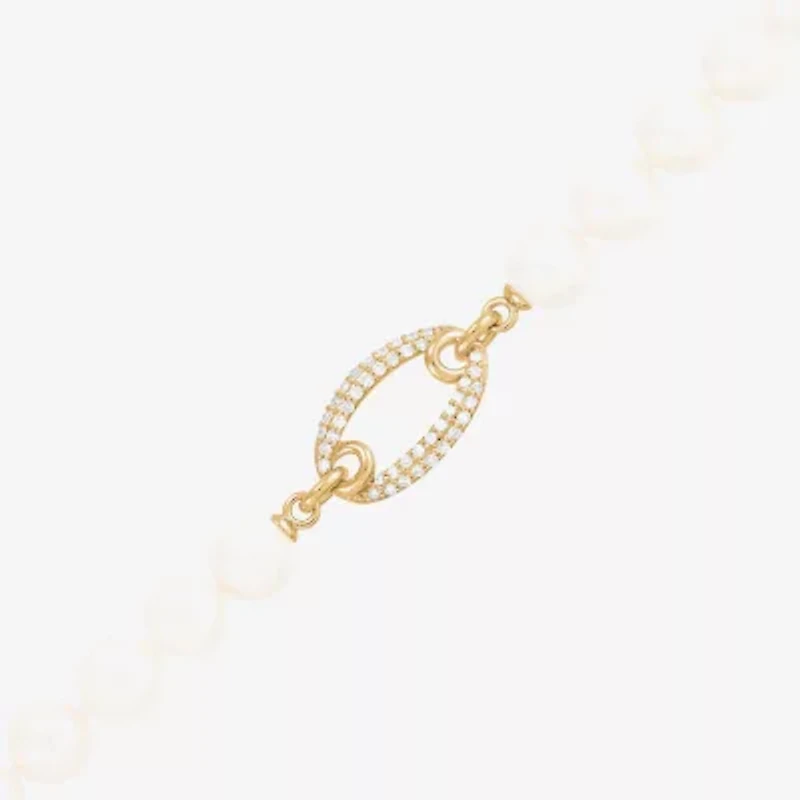 Womens Dyed White Cultured Freshwater Pearl 14K Gold Over Silver Strand Bracelet