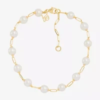 Womens 14K Gold Over Silver 8 Inch Paperclip Chain Bracelet