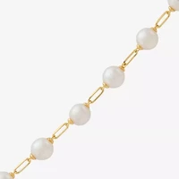 Womens 14K Gold Over Silver 8 Inch Paperclip Chain Bracelet