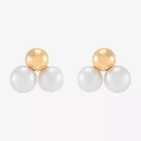 Dyed White Cultured Freshwater Pearl 14K Gold Over Silver 13.6mm Stud Earrings