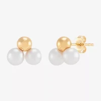Dyed White Cultured Freshwater Pearl 14K Gold Over Silver 13.6mm Stud Earrings