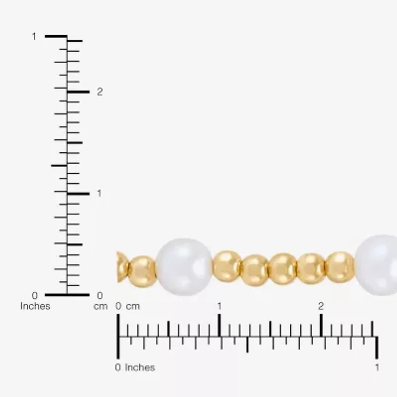 Womens 14K Gold Over Silver 7.5 Inch Bead Chain Bracelet