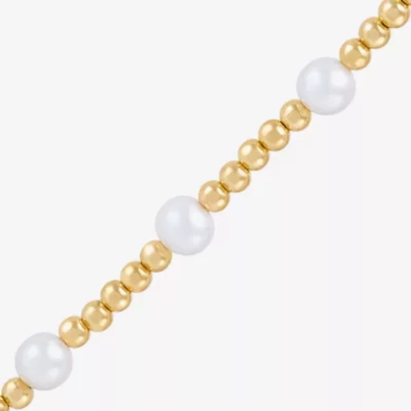 Womens 14K Gold Over Silver 7.5 Inch Bead Chain Bracelet