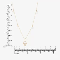 Womens Dyed White Cultured Freshwater Pearl 14K Gold Over Silver Hamsa 18 Inch Pendant Necklace