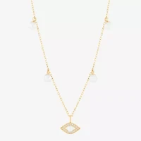 Womens Dyed White Cultured Freshwater Pearl 14K Gold Over Silver Evil Eye 18 Inch Pendant Necklace