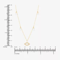 Womens Dyed White Cultured Freshwater Pearl 14K Gold Over Silver Evil Eye 18 Inch Pendant Necklace
