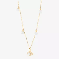 Womens Dyed White Cultured Freshwater Pearl 14K Gold Over Silver Evil Eye 18 Inch Pendant Necklace