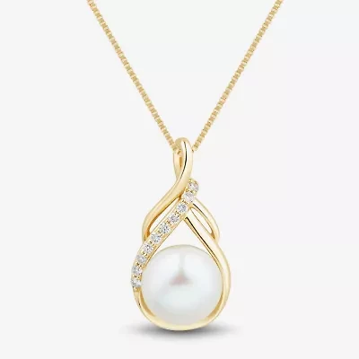Womens White Cultured Freshwater Pearl 14K Gold Over Silver Sterling Silver 18 Inch Pendant Necklace