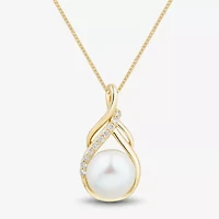 Womens White Cultured Freshwater Pearl 14K Gold Over Silver Sterling Silver 18 Inch Pendant Necklace