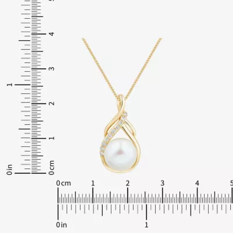 Womens White Cultured Freshwater Pearl 14K Gold Over Silver Sterling Silver 18 Inch Pendant Necklace