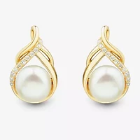 Womens White Cultured Freshwater Pearl 14K Gold Over Silver Sterling Silver Drop Earrings
