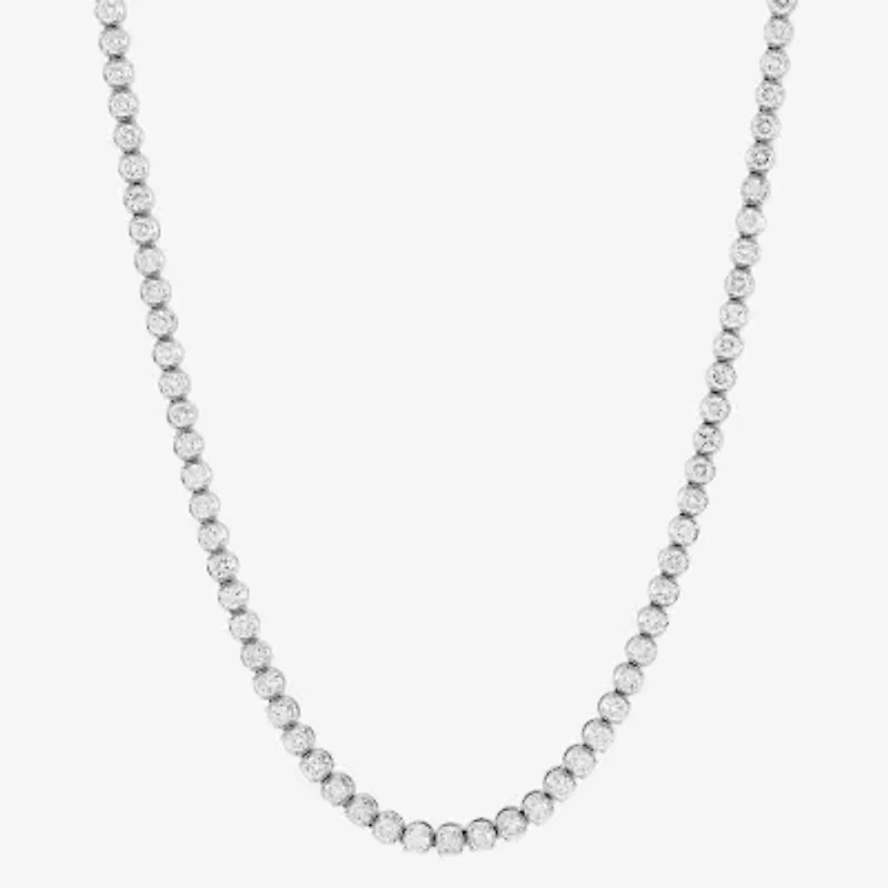 (H-I/I1) Womens White Diamond 10K Gold 18 Inch Tennis Necklace
