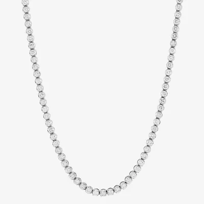 (H-I/I1) Womens White Diamond 10K Gold 18 Inch Tennis Necklace