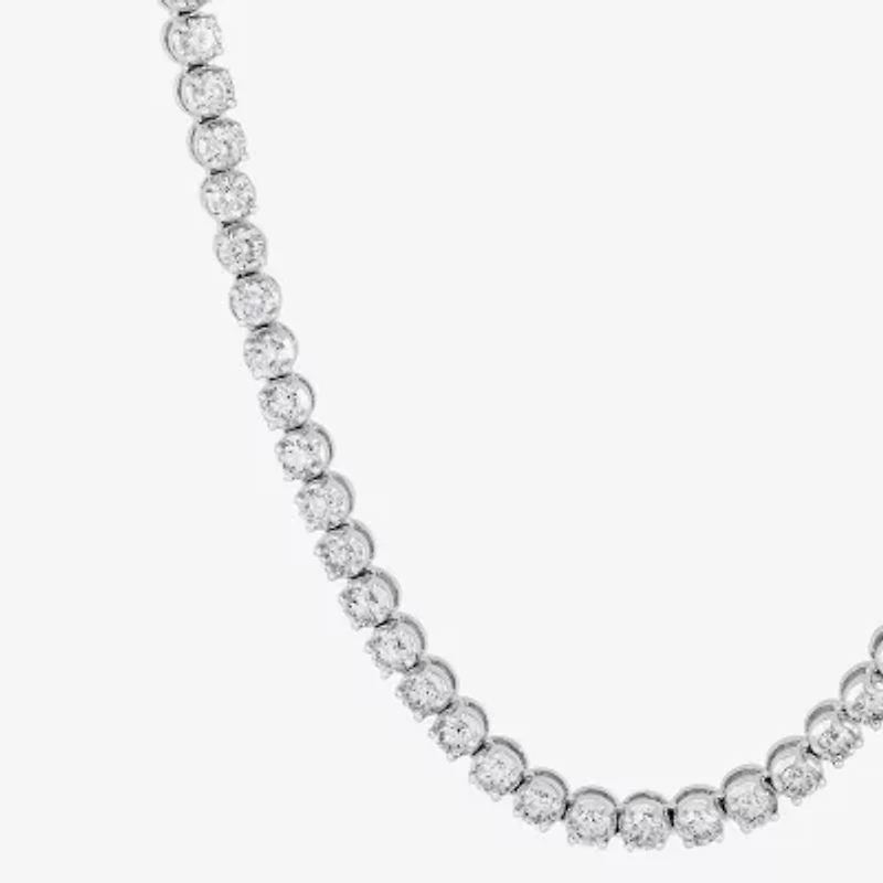 (H-I/I1) Womens White Diamond 10K Gold 18 Inch Tennis Necklace