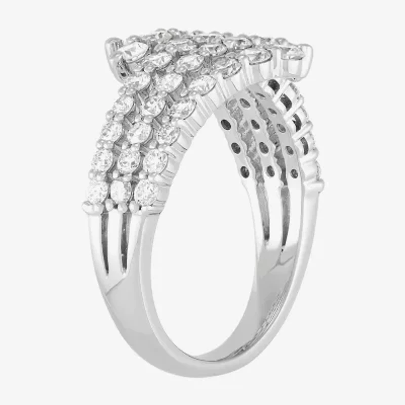 (H-I/Si2) Womens 2.5MM 1 1/2 CT. T.W. Lab Grown White Diamond 10K Gold Bypass  Band
