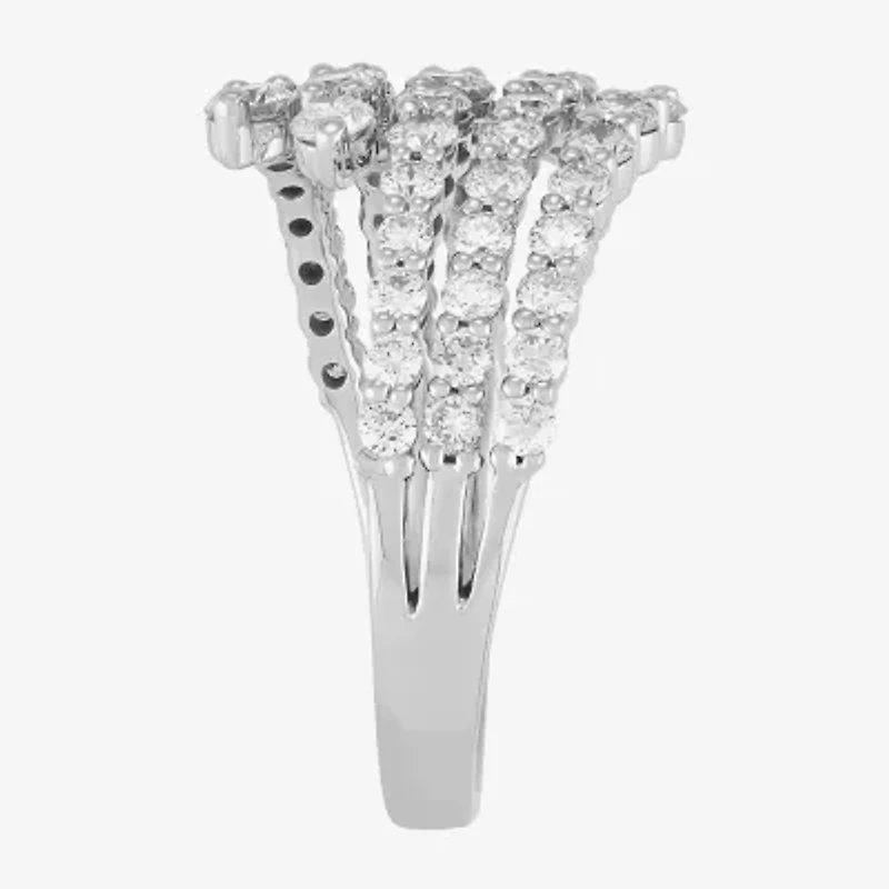 (H-I/Si2) Womens 2.5MM 1 1/2 CT. T.W. Lab Grown White Diamond 10K Gold Bypass  Band