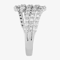 (H-I/Si2) Womens 2.5MM 1 1/2 CT. T.W. Lab Grown White Diamond 10K Gold Bypass  Band